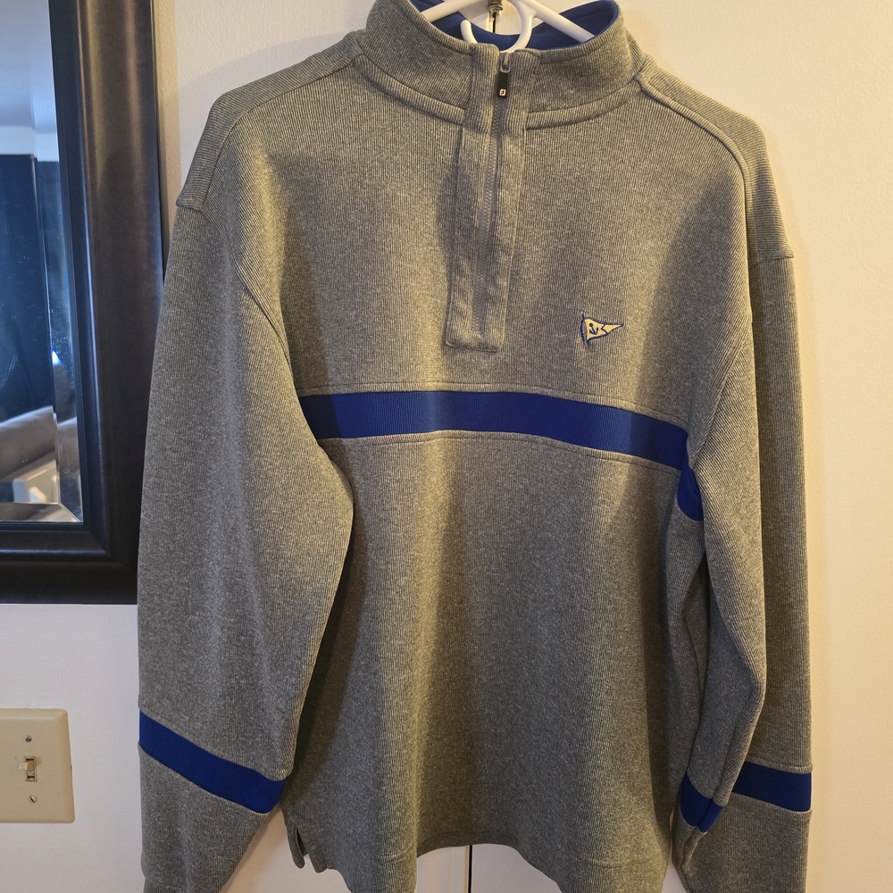 FootJoy Gray and Blue Zip-Up Sweater